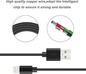 img 3 attached to 🔌 Quntis Lightning Cable 3Pack 6.5FT – Кабель для зарядки iPhone с сертификацией MFi, совместимый с iPhone 13, Xs Max, XR, X, 8 Plus, 7 Plus, 6 Plus, iPad Pro, iPod, AirPods и другими – Черный.