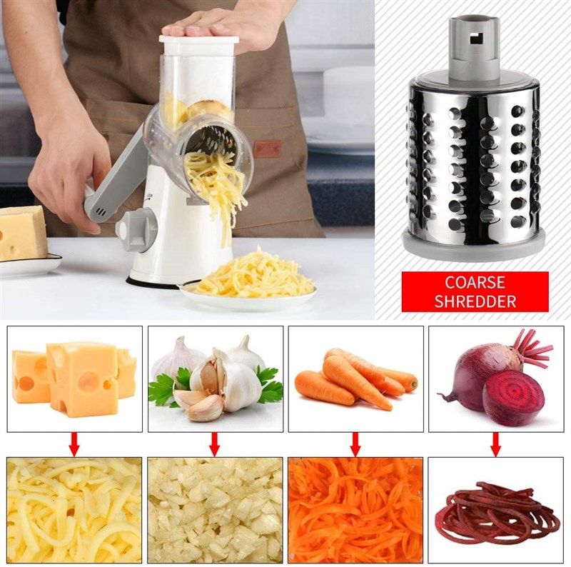 Cambom Manual Rotary Cheese Grater - Round Mandoline Slicer with Strong  Suction Base, Vegetable Slicer Nuts Grinder