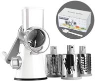 cheese grater and vegetable slicer - cambom rotary mandoline with secure suction base for efficient shredding, walnuts grinding, and easy cleaning logo