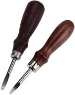 yokoyama leather edge skiving beveler keen edge skiver craft cutting tools set - 🔪 0.06 inch & 0.08 inch sizes, 2 pcs: premium leathercraft tools for neat and precise trimming logo