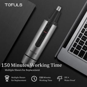 img 2 attached to 🪒 TOFULS All-In-One Waterproof Trimmer for Men and Women - Ear, Nose, and Facial Hair Clipper with LED Light