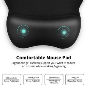 img 1 attached to Ergonomic Gaming Mouse Pad with Wrist Support Gel Rest for Laptop - Perfect for Internet Cafe, Home & Office - Non-Slip Silicone Base Mouse Mat MP02BL - Black