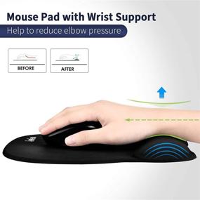 img 3 attached to Ergonomic Gaming Mouse Pad with Wrist Support Gel Rest for Laptop - Perfect for Internet Cafe, Home & Office - Non-Slip Silicone Base Mouse Mat MP02BL - Black