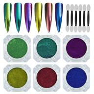 enhance your sassy nail art with biutee chameleon mirror powder nail chrome powder set - 6 colors of magic mirror, glitter, and unicorn pigments! logo