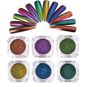 img 3 attached to Enhance Your Sassy Nail Art with Biutee Chameleon Mirror Powder Nail Chrome Powder Set - 6 Colors of Magic Mirror, Glitter, and Unicorn Pigments!