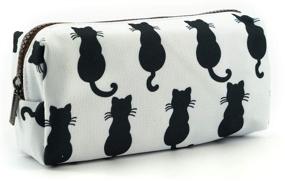 img 4 attached to 🐱 Cute Black Cat Pencil Case - Teacher Gift Bag for Stationery, Gadget, Makeup, and Cosmetics