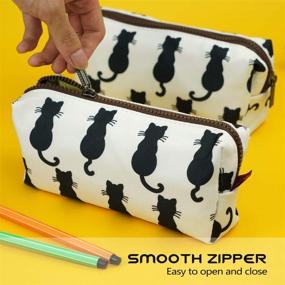 img 1 attached to 🐱 Cute Black Cat Pencil Case - Teacher Gift Bag for Stationery, Gadget, Makeup, and Cosmetics