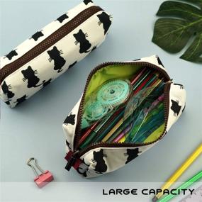img 2 attached to 🐱 Cute Black Cat Pencil Case - Teacher Gift Bag for Stationery, Gadget, Makeup, and Cosmetics