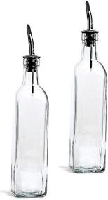 img 4 attached to 🍶 DLD Italian Glass Oil And Vinegar Cruet 16 Oz: Elegant Olive Oil Dispenser Set With Stainless Steel Spout and Green Tint (2 Pack, 16 oz)