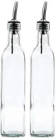 img 2 attached to 🍶 DLD Italian Glass Oil And Vinegar Cruet 16 Oz: Elegant Olive Oil Dispenser Set With Stainless Steel Spout and Green Tint (2 Pack, 16 oz)