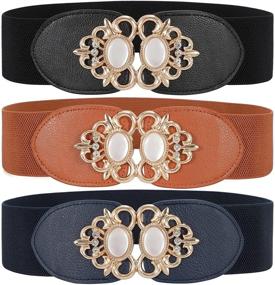 img 4 attached to Retro Elastic Waistband Belts: Fashionable Women's Accessories