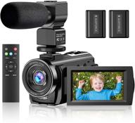 📷 full hd 1080p 30fps 24mp camcorder for youtube vlogging with 16x digital zoom, 3" lcd screen, rotatable display, external microphone, remote control, and 2 batteries logo