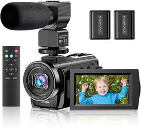 img 4 attached to 📷 Full HD 1080P 30FPS 24MP Camcorder for YouTube Vlogging with 16X Digital Zoom, 3" LCD Screen, Rotatable Display, External Microphone, Remote Control, and 2 Batteries