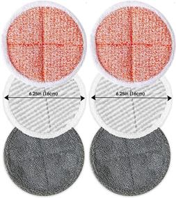 img 4 attached to 🧽 6-Pack Round Replacement Pads 6.25in / 16cm Diameter for HOMITT/GOBOT/OGORI Spin Scrubber Mops - Microfiber Washable Reusable, Orange - Includes 2 Soft, 2 Scrubby, and 2 Heavy Scrubby Pads