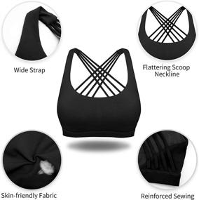 img 1 attached to YIANNA Wirefree Strappy Activewear YA BRA139 Black S Sports & Fitness for Running