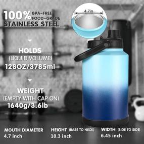 img 1 attached to Sursip 128 Oz Vacuum Insulated Water Jug, 1 Gallon Stainless Steel Double Walled Water Bottle with 30 OZ Cup, 18/8 Food-Grade Water Flask for Hot and Cold Drinks - Black