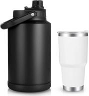 sursip 128 oz vacuum insulated water jug, 1 gallon stainless steel double walled water bottle with 30 oz cup, 18/8 food-grade water flask for hot and cold drinks - black логотип