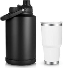 img 4 attached to Sursip 128 Oz Vacuum Insulated Water Jug, 1 Gallon Stainless Steel Double Walled Water Bottle with 30 OZ Cup, 18/8 Food-Grade Water Flask for Hot and Cold Drinks - Black