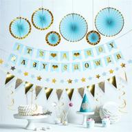 🎉 blue and gold baby shower decorations for boys: best easy setup party decor set logo