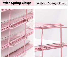 img 1 attached to 📚 4 Tier Stackable Paper Tray File Organizer - LUCYCAZ Pink Metal Mesh Desk Document Organizer for School Office, Baby Pink