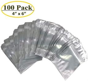 img 2 attached to Belinlen 100 PACK 4 x 6 Inch Stand Up Zip Lock Mylar Bags - Clear 👜 Silver Aluminum Foil Pouch Bags with Gusset Bottom - Reusable Food Storage Bags for Multipurpose (5.5mil Thickness)