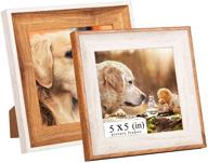 5x5 square wooden picture frames with acrylic - set of 2 - wall mount and tabletop display frames for baby pictures, weddings, portraits - ideal christmas gifts logo