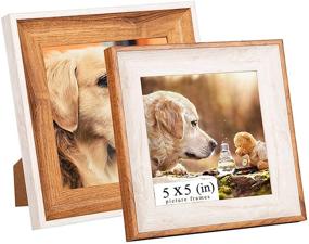 img 4 attached to 5x5 Square Wooden Picture Frames with Acrylic - Set of 2 - Wall Mount and Tabletop Display Frames for Baby Pictures, Weddings, Portraits - Ideal Christmas Gifts