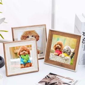 img 1 attached to 5x5 Square Wooden Picture Frames with Acrylic - Set of 2 - Wall Mount and Tabletop Display Frames for Baby Pictures, Weddings, Portraits - Ideal Christmas Gifts