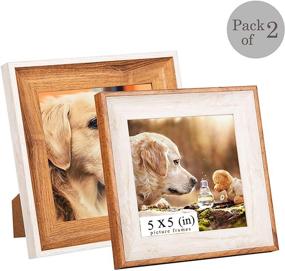 img 3 attached to 5x5 Square Wooden Picture Frames with Acrylic - Set of 2 - Wall Mount and Tabletop Display Frames for Baby Pictures, Weddings, Portraits - Ideal Christmas Gifts