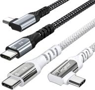 🔌 кабель fasgear с угловым разъемом usb c к usb c 6 футов, 2 упаковки 100 вт pd 5a быстрая зарядка кабеля type c - совместим с macbook pro, ipad pro 2020, galaxy s20, huawei p40, mate 40, thinkpad, dell, hp (черный, белый) логотип