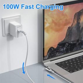 img 3 attached to 🔌 Кабель Fasgear с угловым разъемом USB C к USB C 6 футов, 2 упаковки 100 Вт PD 5A Быстрая зарядка кабеля Type C - Совместим с MacBook Pro, iPad Pro 2020, Galaxy S20, Huawei P40, Mate 40, ThinkPad, Dell, HP (черный, белый)