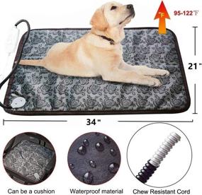 img 4 attached to 🐶 Extra Large Dog Heating Pad - Indoor/Outdoor Heated Bed for Large Dogs and Cats - Waterproof Electric Heating Mat with Adjustable Warming and Chew Resistant Cord