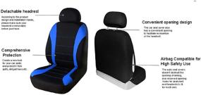 img 2 attached to 🚗 YIRU Trading Universal Fit 2 Front Car Seat Cover Set - 100% Breathable with 5mm Composite Sponge, Airbag Compatible - Sedan/SUV/Pickup Truck - Blue & Black