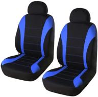 🚗 yiru trading universal fit 2 front car seat cover set - 100% breathable with 5mm composite sponge, airbag compatible - sedan/suv/pickup truck - blue & black logo