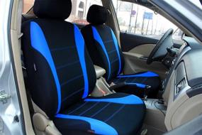 img 1 attached to 🚗 YIRU Trading Universal Fit 2 Front Car Seat Cover Set - 100% Breathable with 5mm Composite Sponge, Airbag Compatible - Sedan/SUV/Pickup Truck - Blue & Black