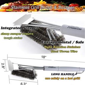 img 1 attached to 🔥 Do-Be Products BBQ Grill Brush and Scraper - 18&#34; Soft Handle, Rust Resistant Stainless Steel, 3-in-1 Bristles - Ultimate Grill Cleaning Tool