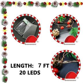 img 2 attached to 🎄 7FT 20 LED Christmas Garland String Light with Pinecone Bell Berry Pine Needles: Festive Holiday Home Decor with Battery Operated Fairy Lights