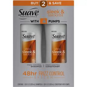 img 2 attached to 💇 Get Smooth and Lustrous Hair with Suave Hair Professionals Sleek Shampoo and Conditioner - 28 Ounce Pump Combo