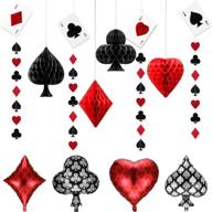 🎉 vibrant casino party decorations: honeycomb paper pom poms, poker card garlands, and card balloons - perfect for birthday or las vegas themed parties! (pack of 12) logo