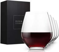 🍷 explore elixir glassware's crystal stemless red wine glasses set of 4: perfect for cabernet, pinot noir, burgundy, bordeaux - hand blown, unique, large, and clear - 18oz capacity logo