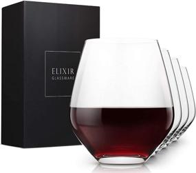 img 4 attached to 🍷 Explore Elixir Glassware's Crystal Stemless Red Wine Glasses Set of 4: Perfect For Cabernet, Pinot Noir, Burgundy, Bordeaux - Hand Blown, Unique, Large, and Clear - 18oz Capacity