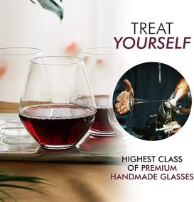 img 3 attached to 🍷 Explore Elixir Glassware's Crystal Stemless Red Wine Glasses Set of 4: Perfect For Cabernet, Pinot Noir, Burgundy, Bordeaux - Hand Blown, Unique, Large, and Clear - 18oz Capacity