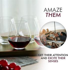 img 2 attached to 🍷 Explore Elixir Glassware's Crystal Stemless Red Wine Glasses Set of 4: Perfect For Cabernet, Pinot Noir, Burgundy, Bordeaux - Hand Blown, Unique, Large, and Clear - 18oz Capacity