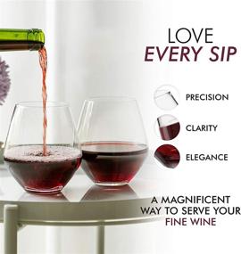 img 1 attached to 🍷 Explore Elixir Glassware's Crystal Stemless Red Wine Glasses Set of 4: Perfect For Cabernet, Pinot Noir, Burgundy, Bordeaux - Hand Blown, Unique, Large, and Clear - 18oz Capacity