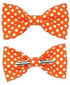 img 1 attached to 🍊 Boys Tangerine Orange and White Dots Cotton Clip-On Bow Tie by amy2004marie