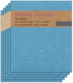 img 4 attached to 🧽 Swedish Dishcloth 5 PK (Turquoise Color): Eco-Friendly Reusable Cleaning Sponge Cloths, Paper Towel Replacement - Swededishcloths