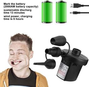 img 1 attached to 🔌 3T6B USB Rechargeable Air Pumps: Portable & Quick Outdoor Camping Air Mattress Pump with 3 Nozzles