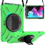 📱 zenrich surface go 2 case 2020: heavy duty shockproof rugged case with pen holder, stand, hand strap, and shoulder belt - green | perfect for surface go 2 2020 / surface go 10" 2018 logo