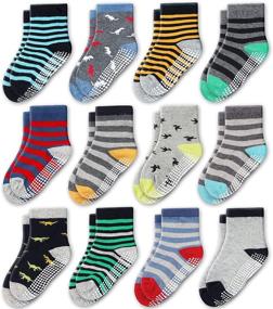 img 4 attached to Premium Evercute Toddler Girls Grip Socks 12 Pack 🧦 - Boys Non Slip Socks for Kids with Anti Skid Technology
