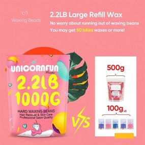 img 1 attached to 🦄 Unicornfun Hard Wax Beads for Effective Hair Removal, 2.2LB Wax Beans with Two Measuring Spoons, Brazilian Bikini Waxing at Home for Face Body Legs Underarms, Ideal for Women and Men